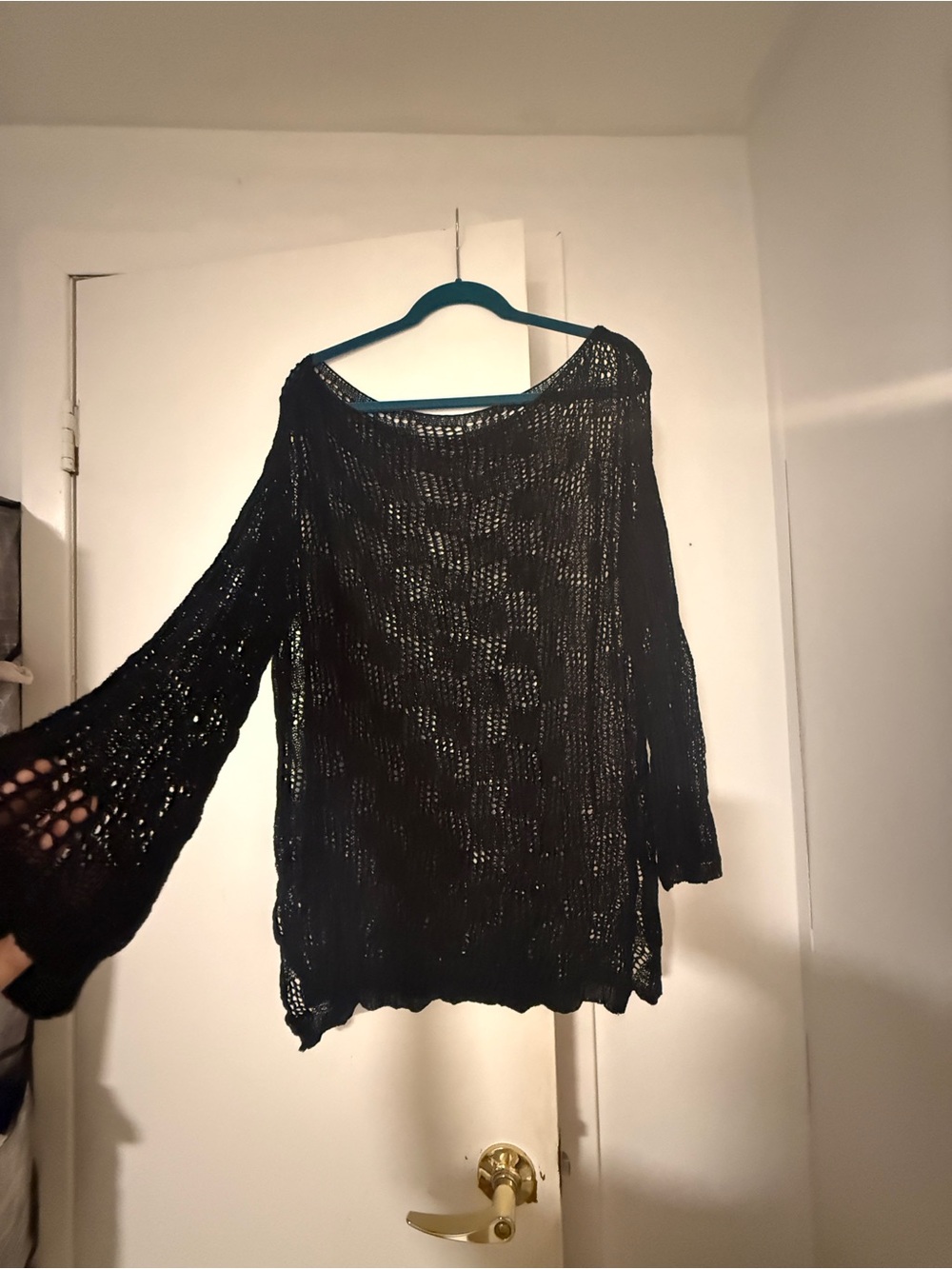 Black Open-Knit Women's Sweater